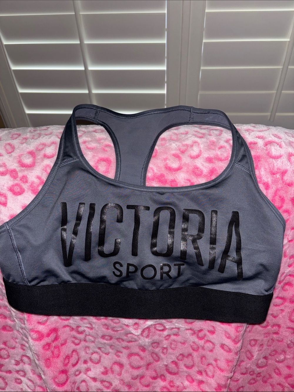 Victoria's Secret Grey and Black Racerback Sports Bra
